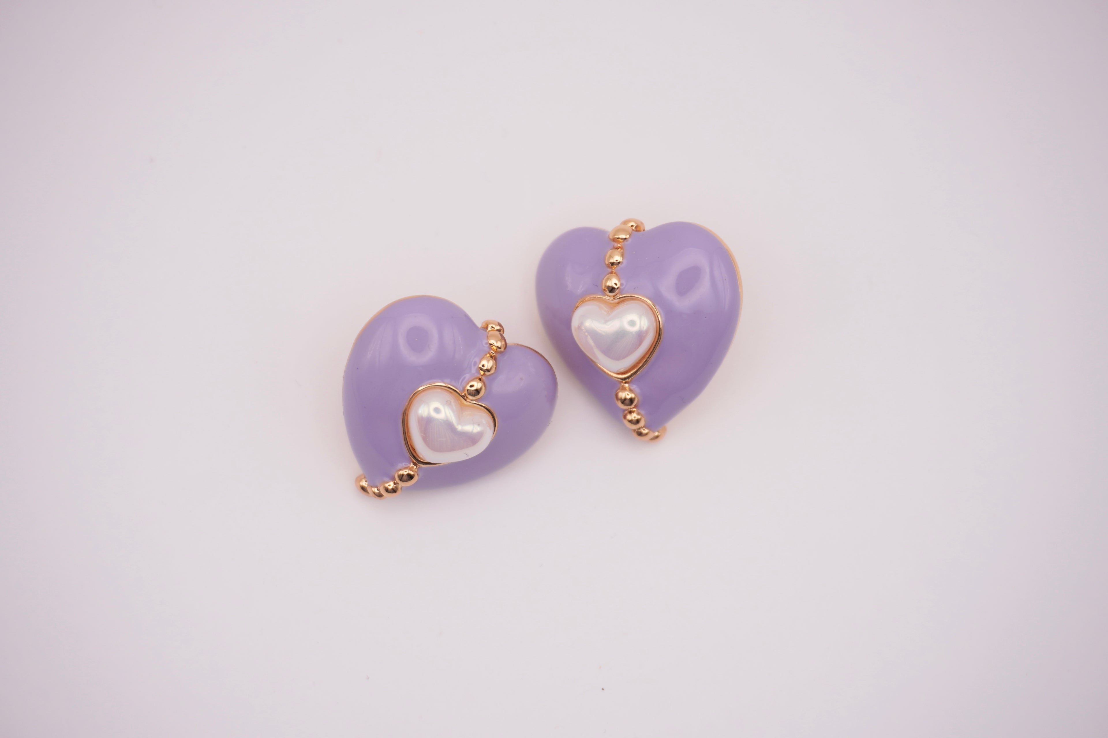 Lilac Heart Studs