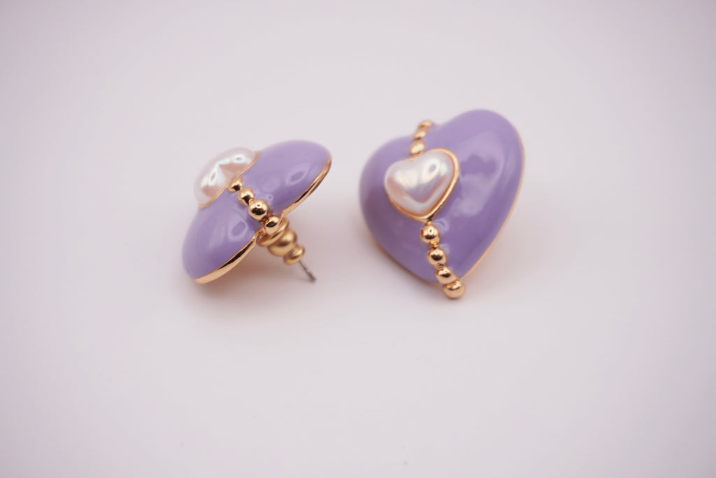 Lilac Heart Studs