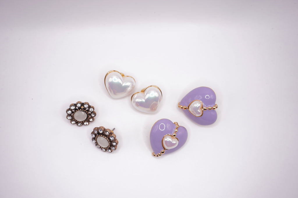 Lilac Heart Studs