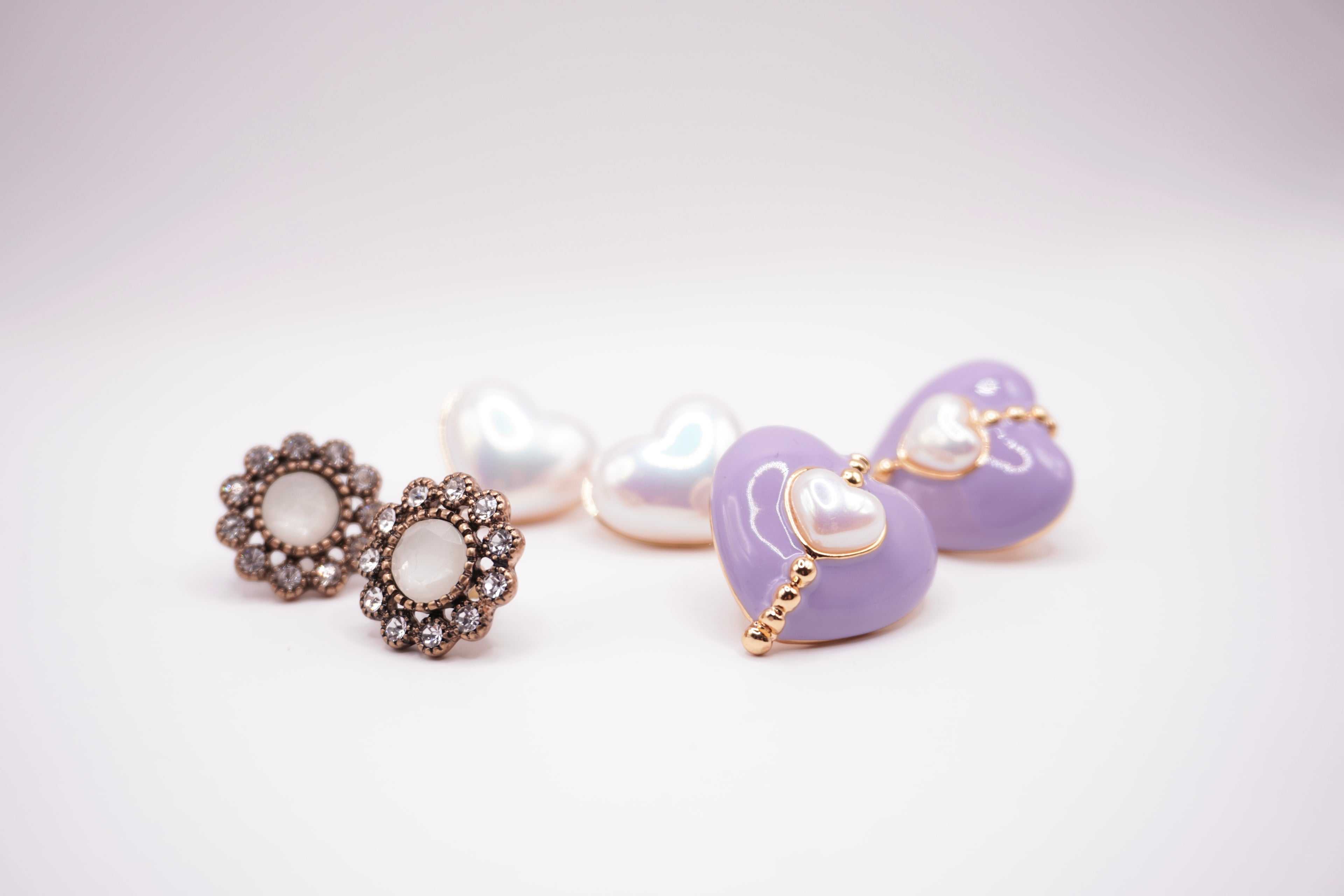 Lilac Heart Studs