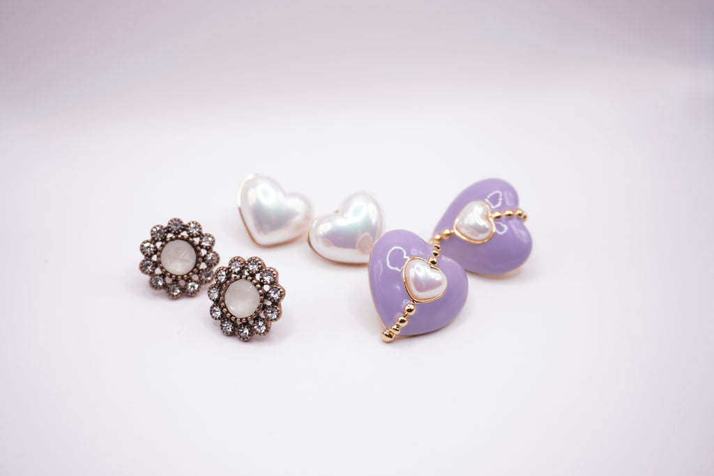 Lilac Heart Studs