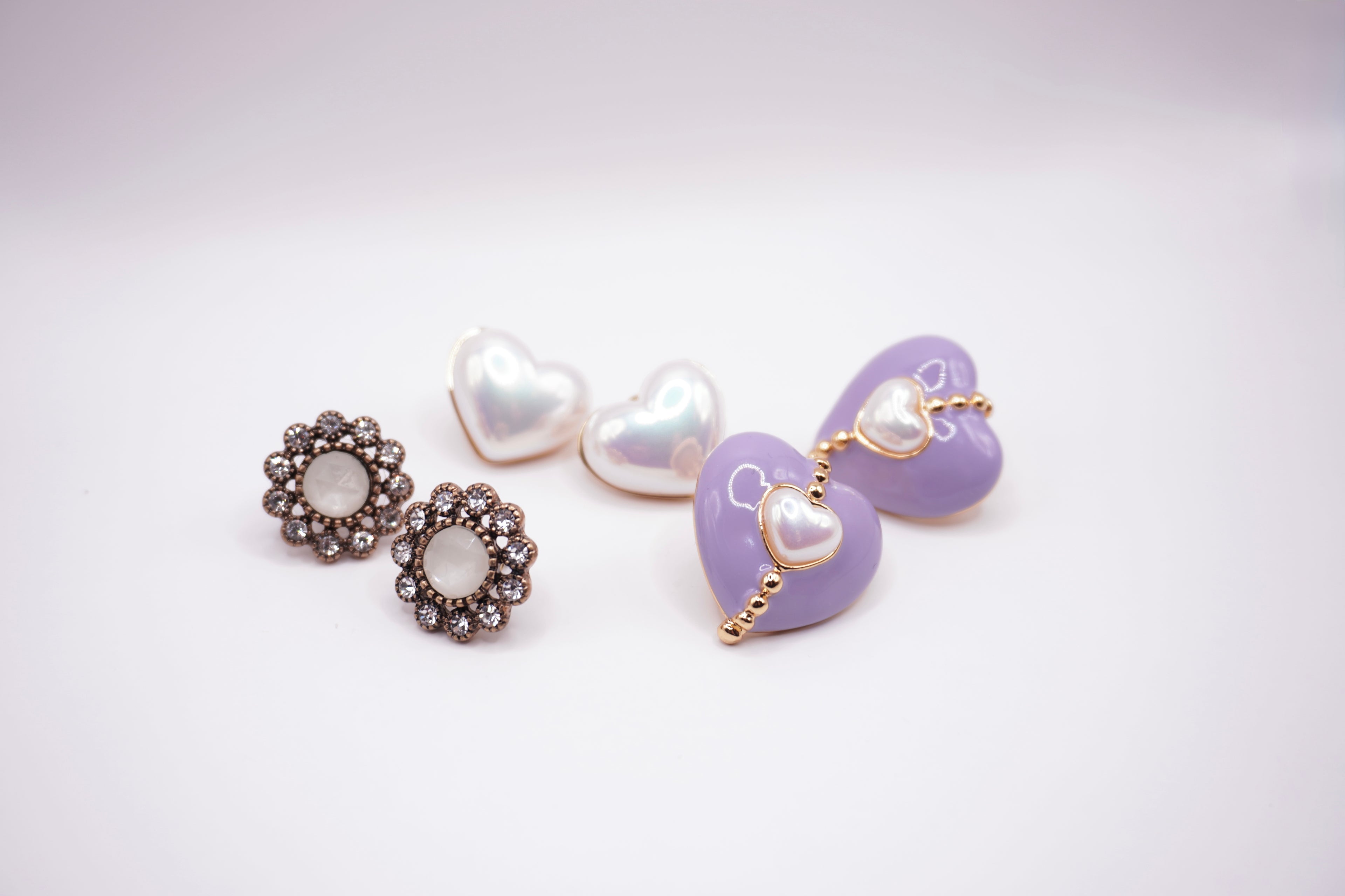 Lilac Heart Studs