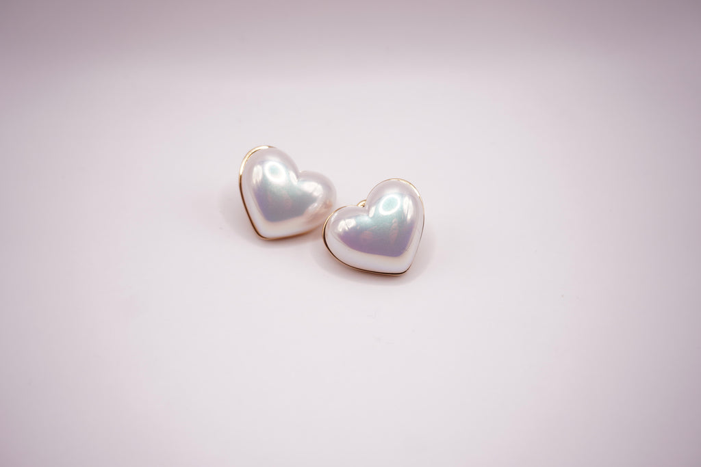 Pearl Heart Studs