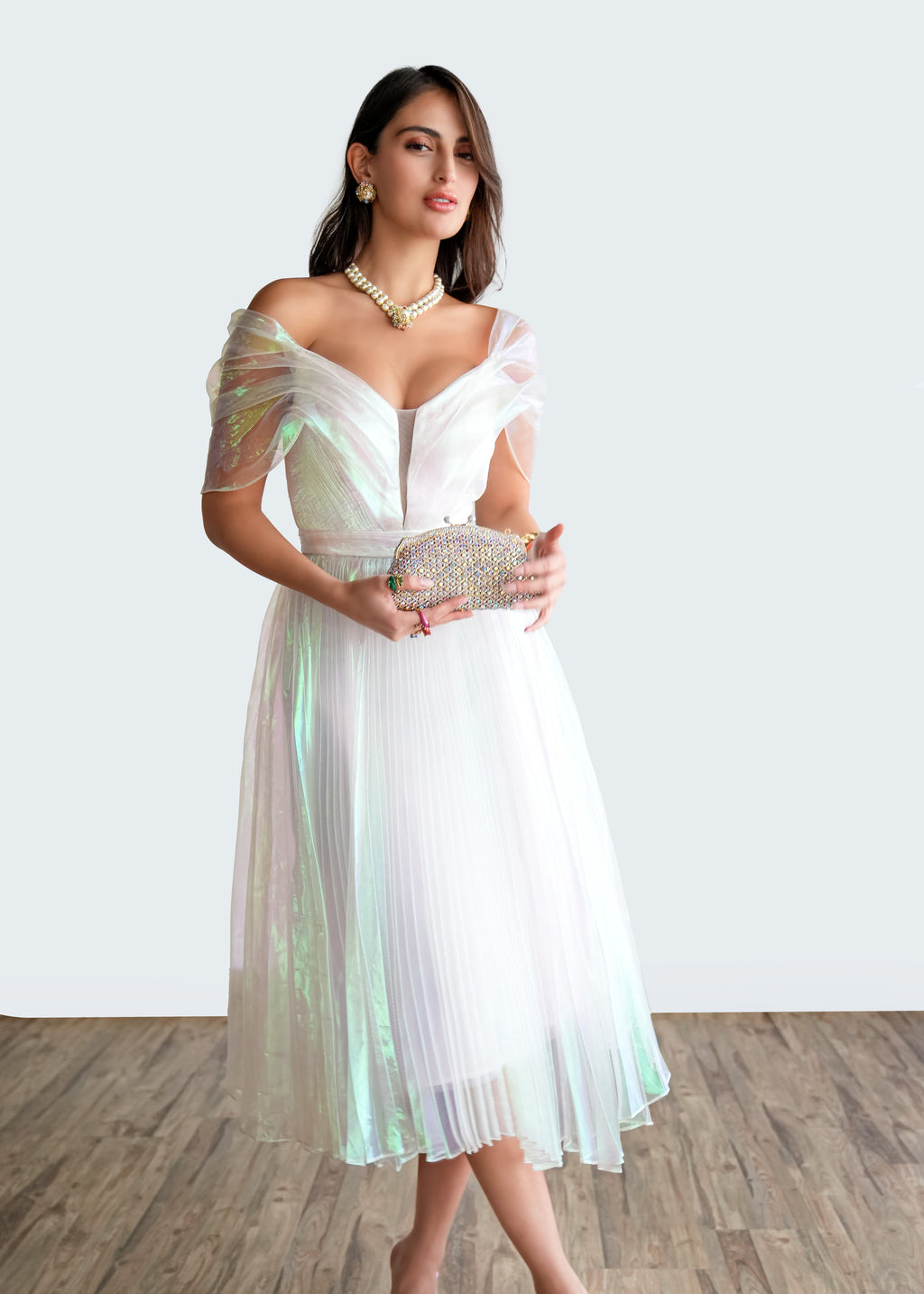 Moonlit Glow Off-Shoulder Dress