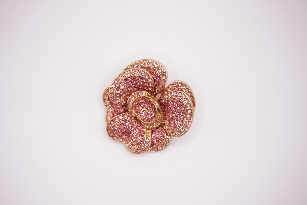 Pink Crystal Flower Brooch