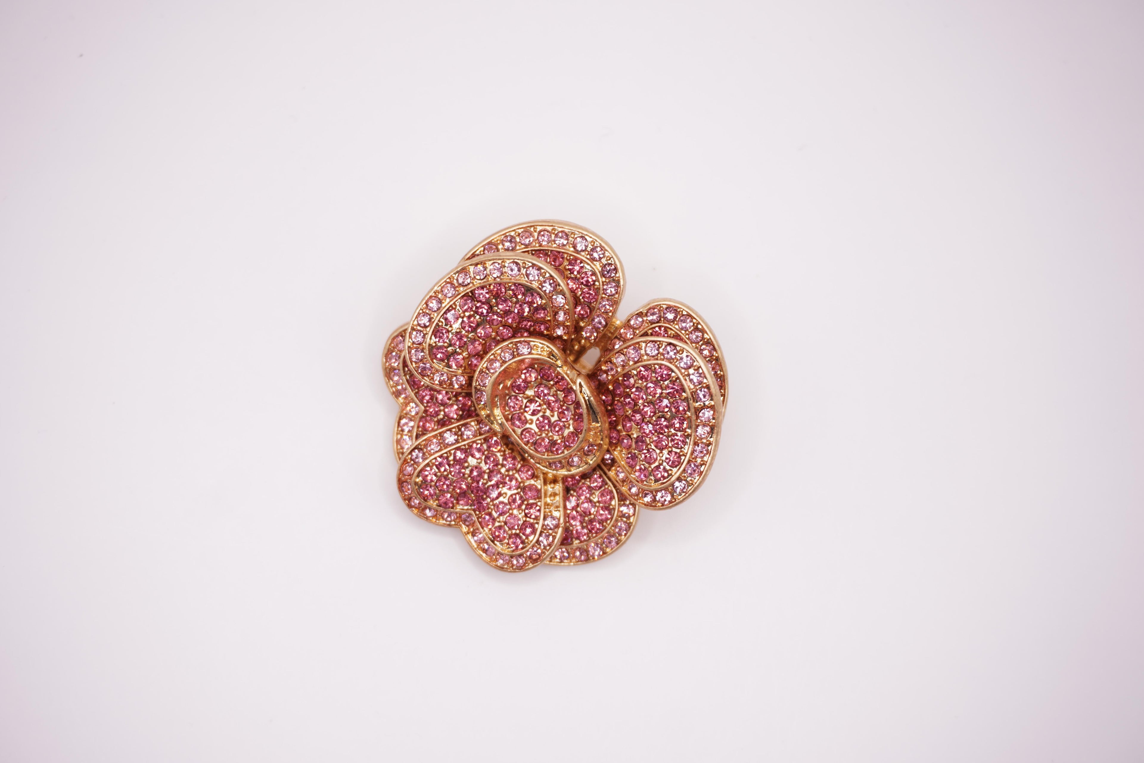 Pink Crystal Flower Brooch