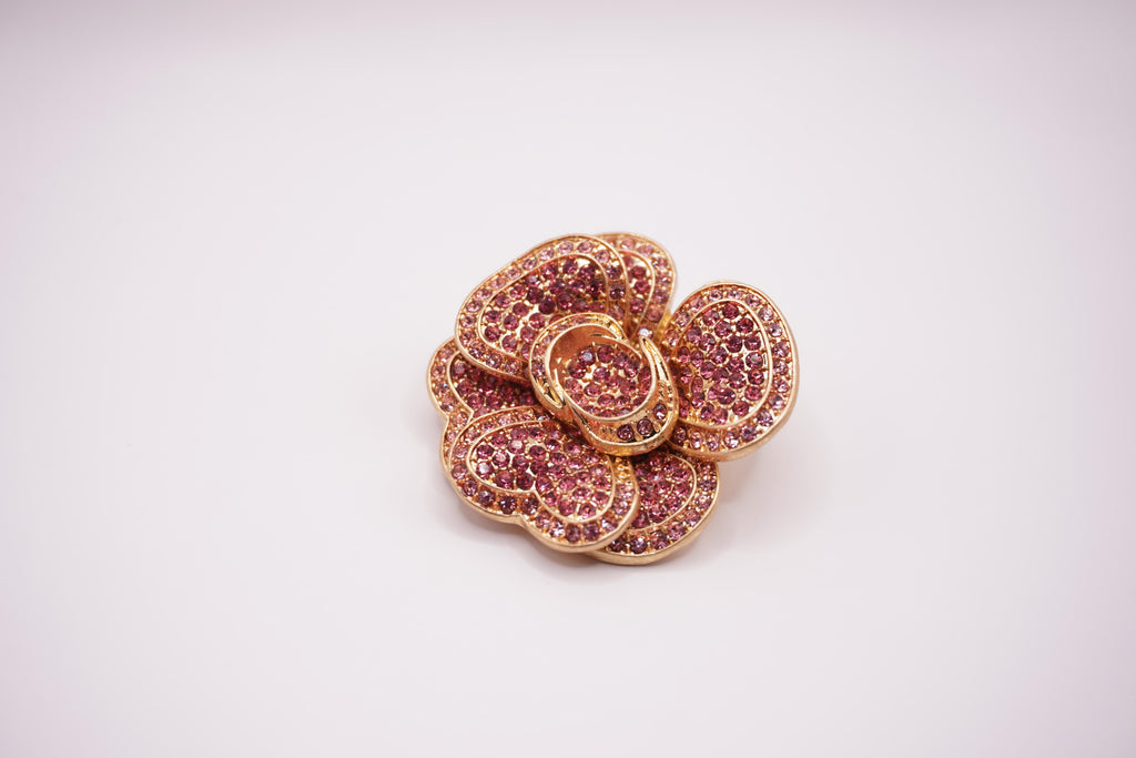 Pink Crystal Flower Brooch