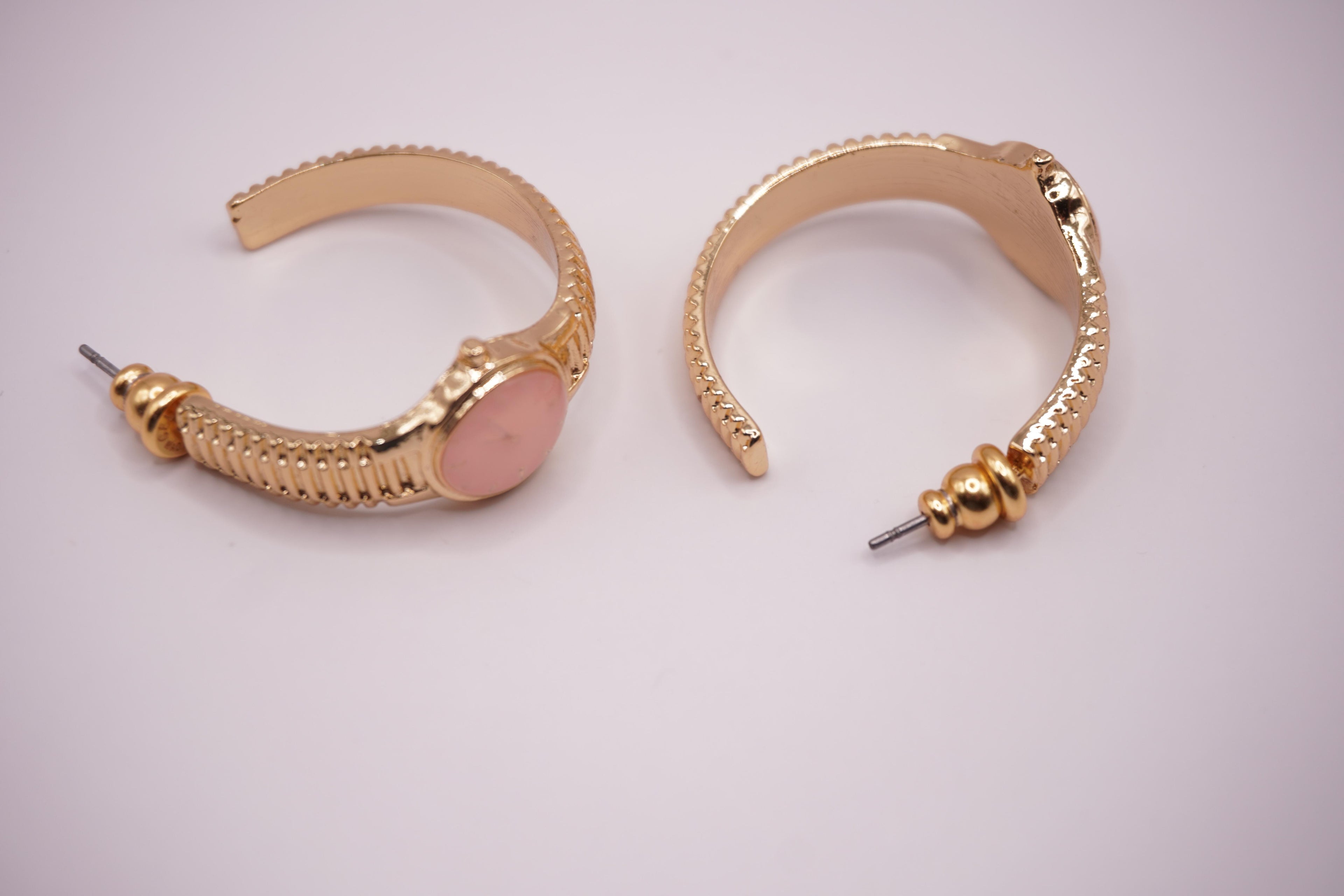 Pink Stone Hoops