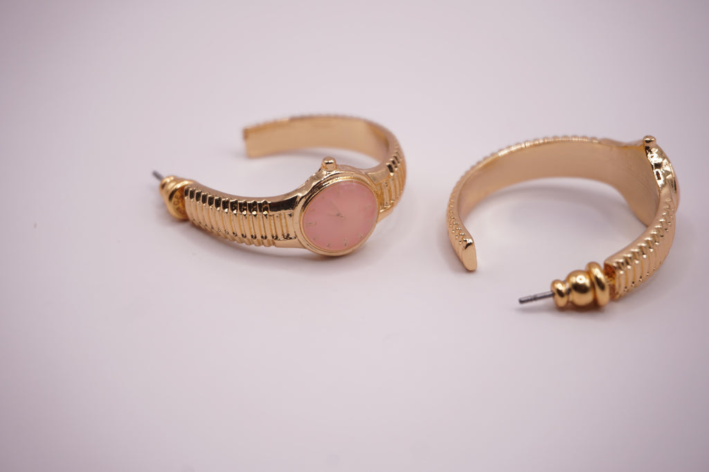 Pink Stone Hoops