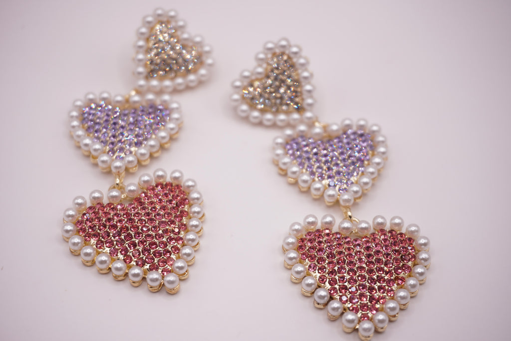 Triple Heart Pearl Drops
