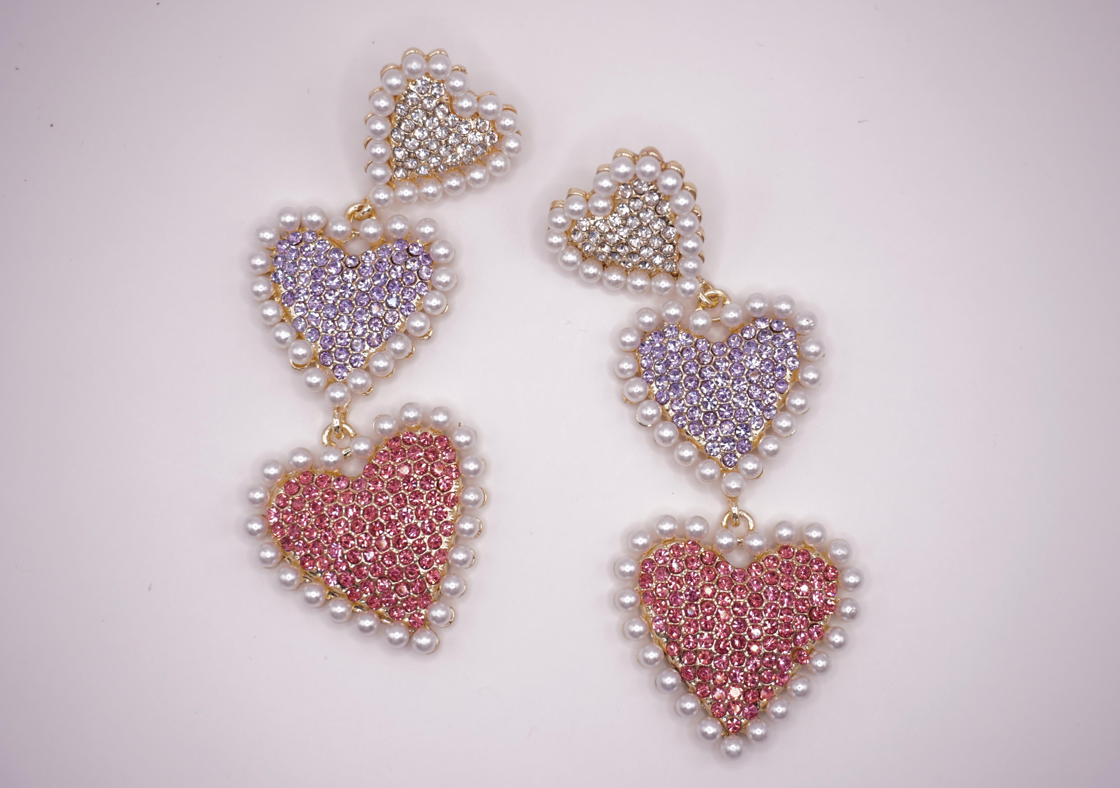 Triple Heart Pearl Drops