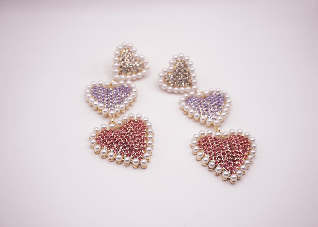 Triple Heart Pearl Drops