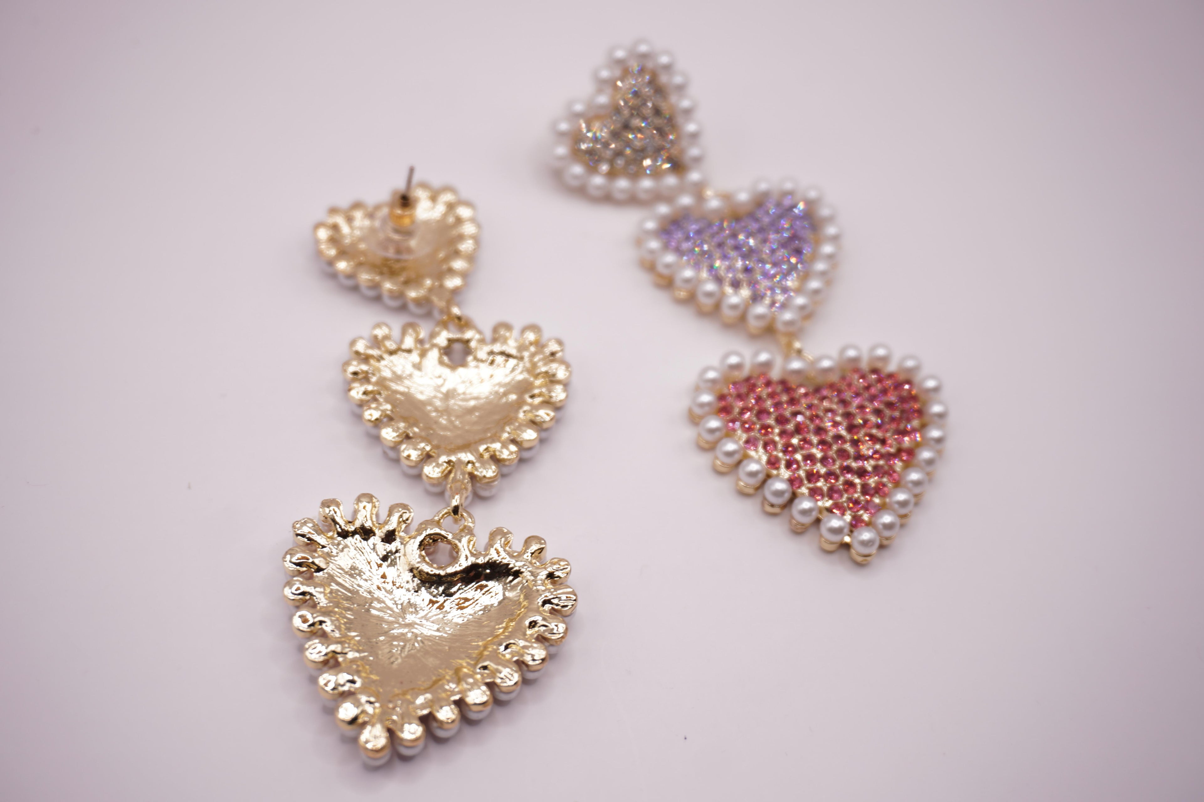 Triple Heart Pearl Drops