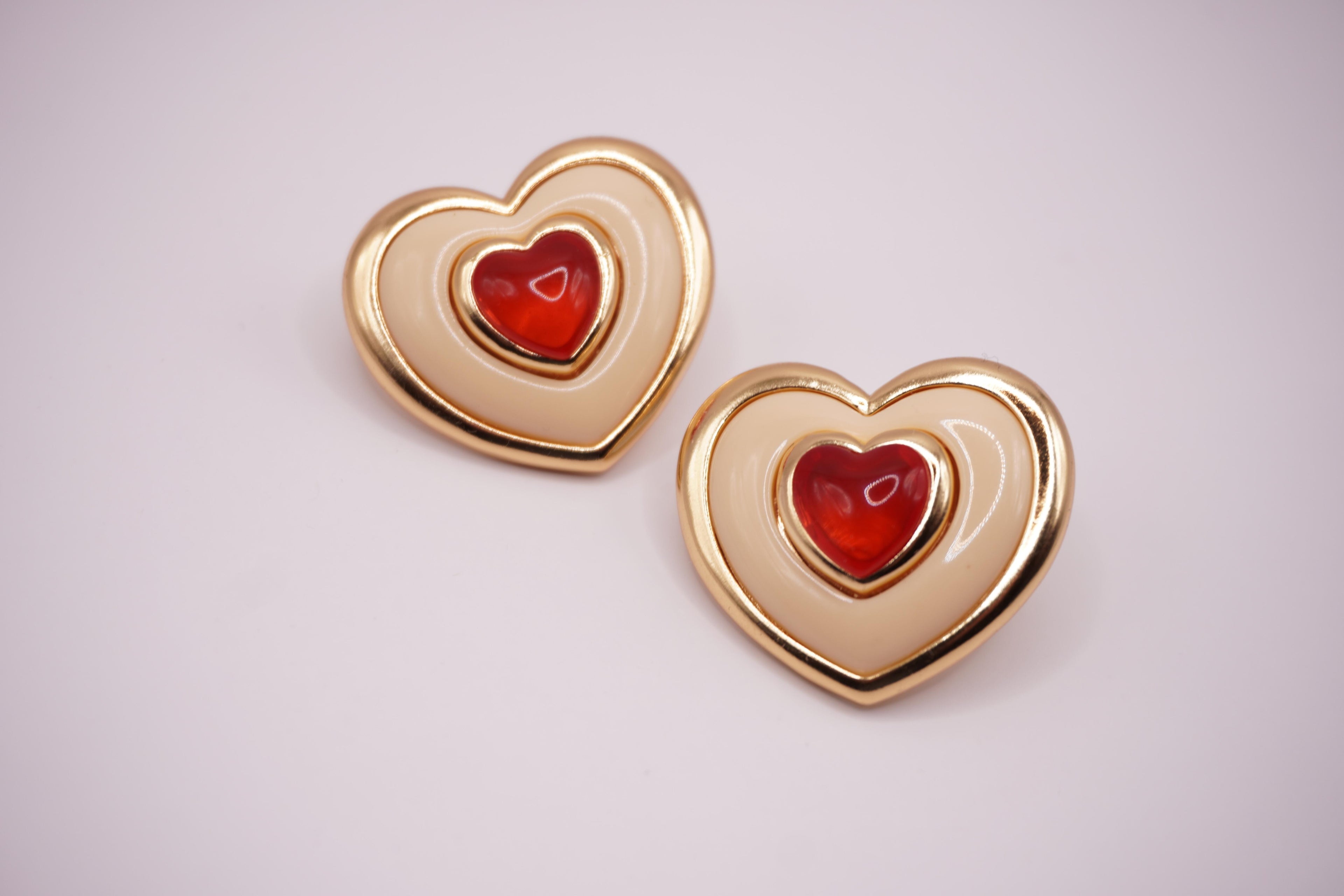 Cream Heart Earrings
