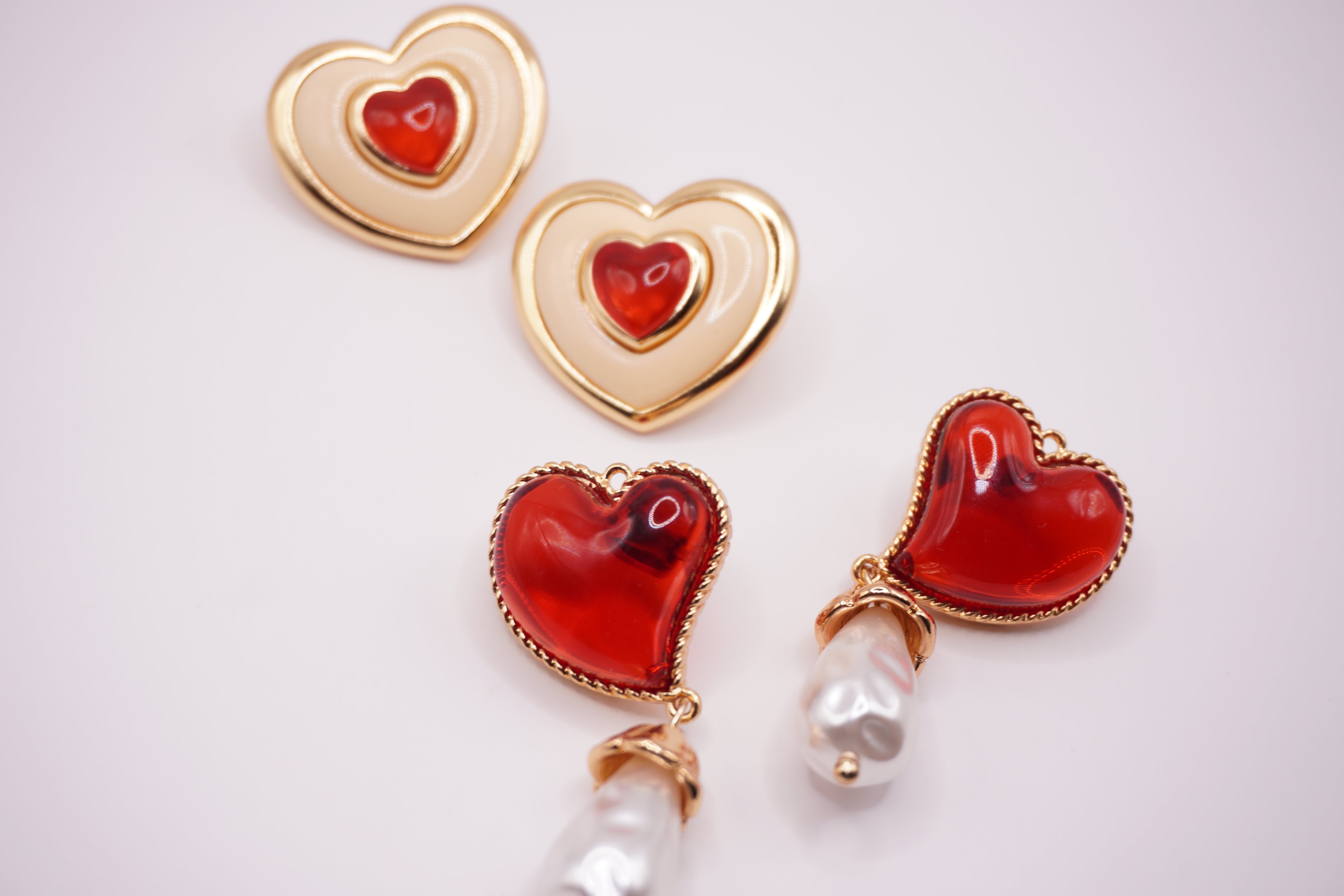 Cream Heart Earrings