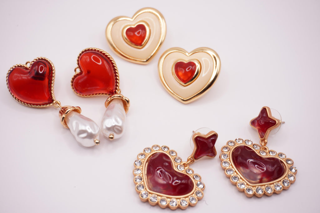 Cream Heart Earrings