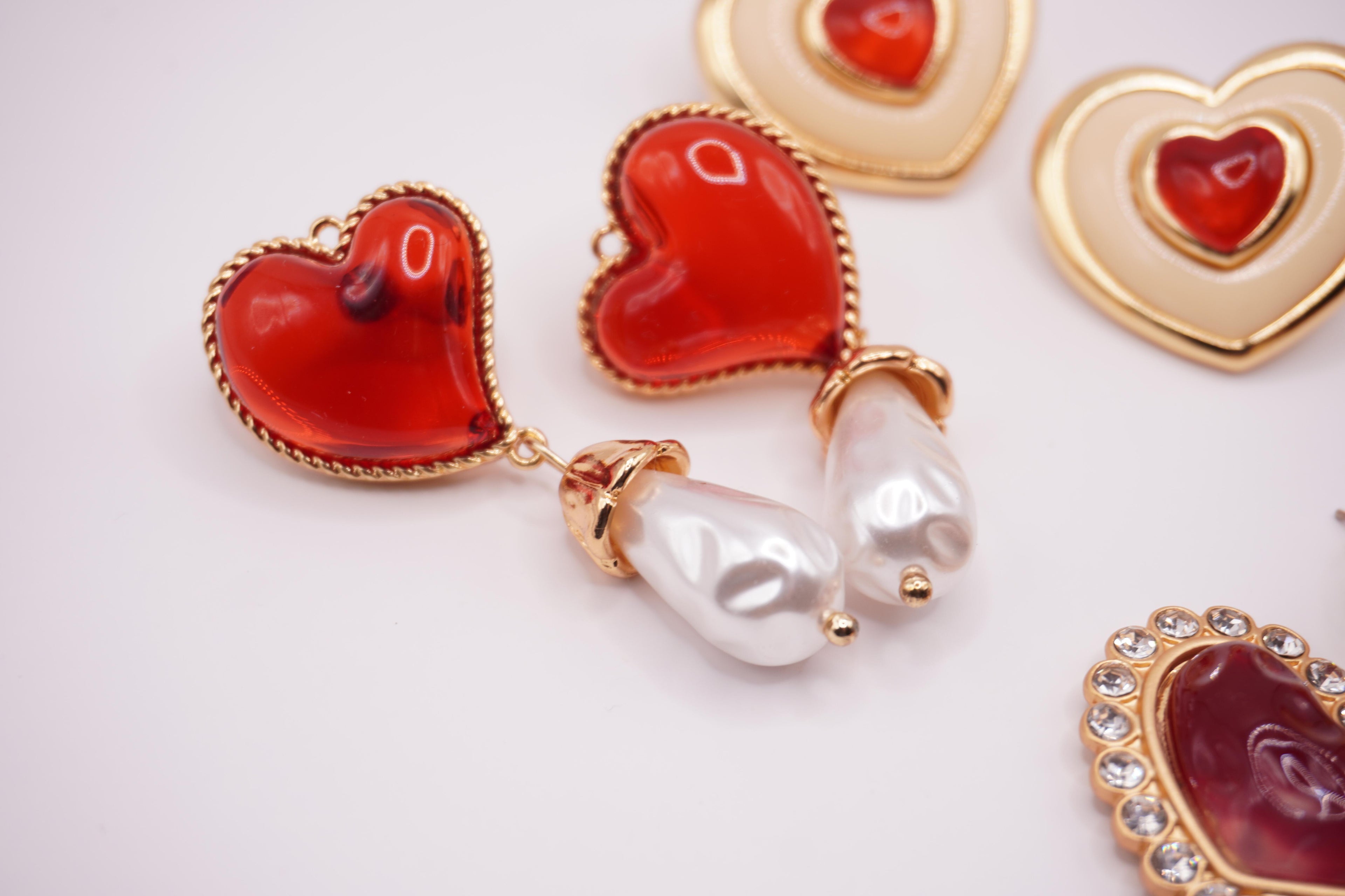 Red Heart Drop Earrings