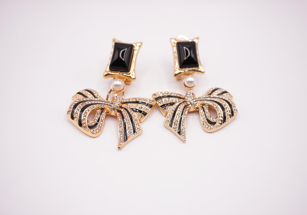 Black Bow Earrings