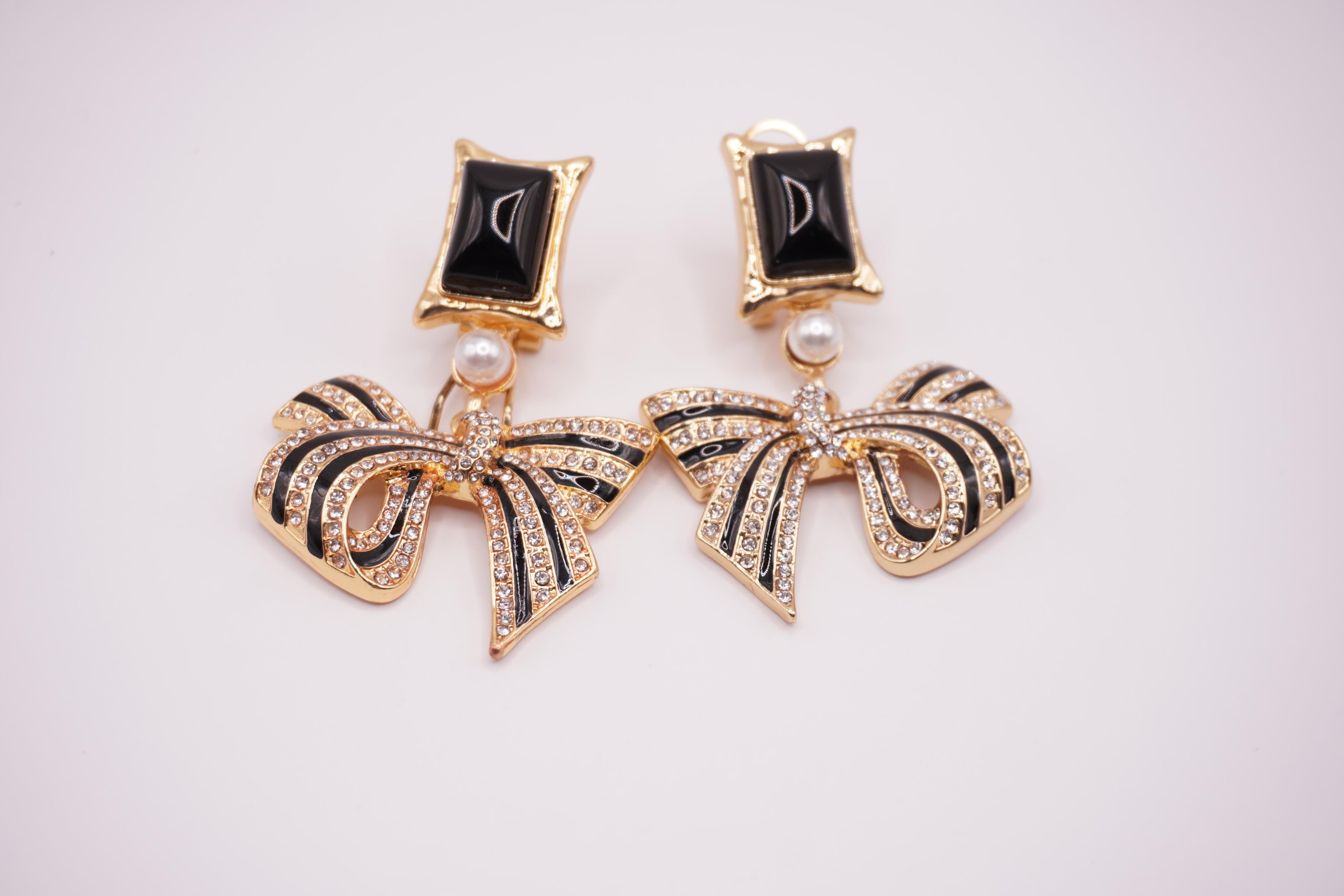 Black Bow Earrings