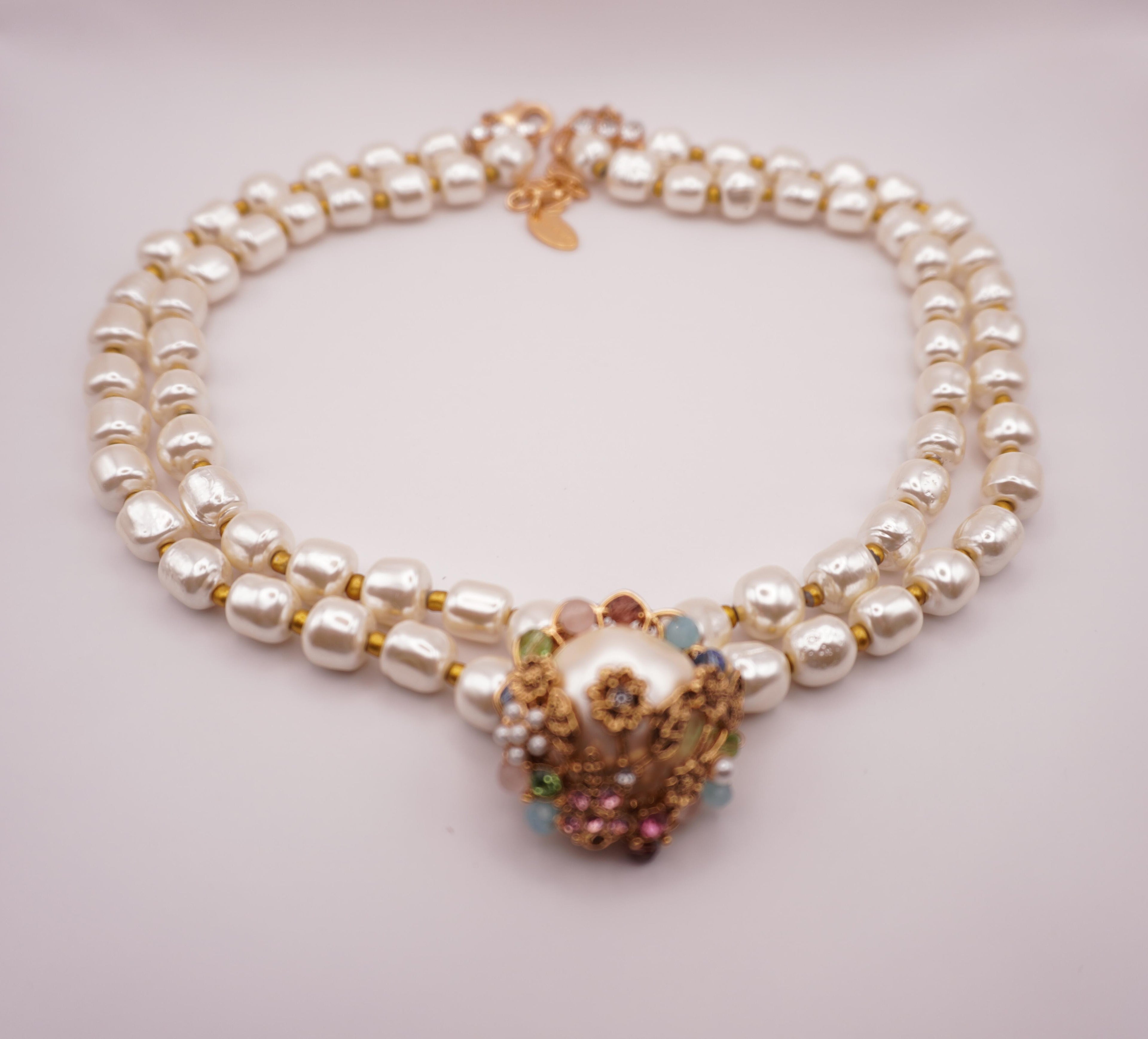 Pearl Cluster Necklace