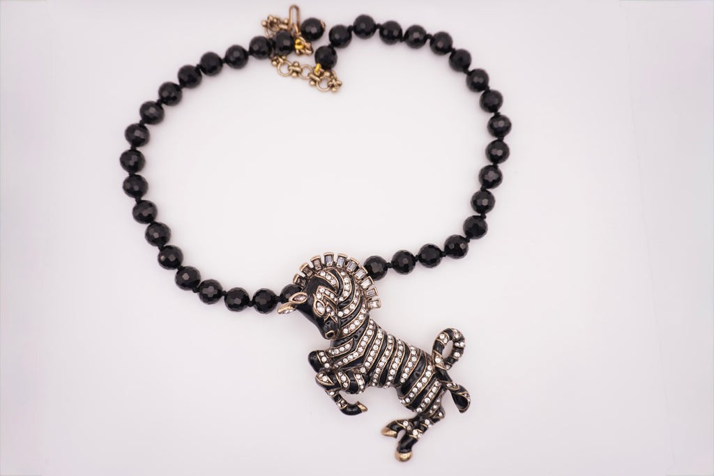 Zebra Pendant Necklace