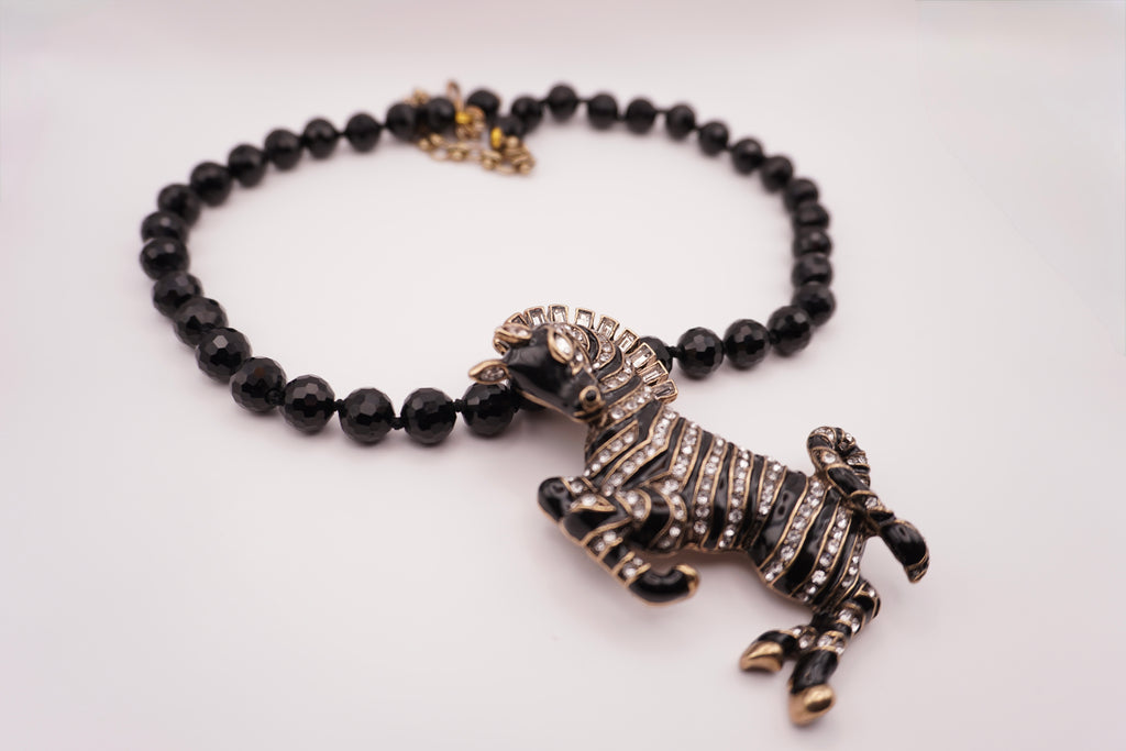 Zebra Pendant Necklace