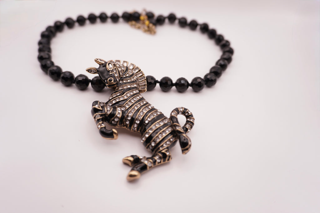 Zebra Pendant Necklace