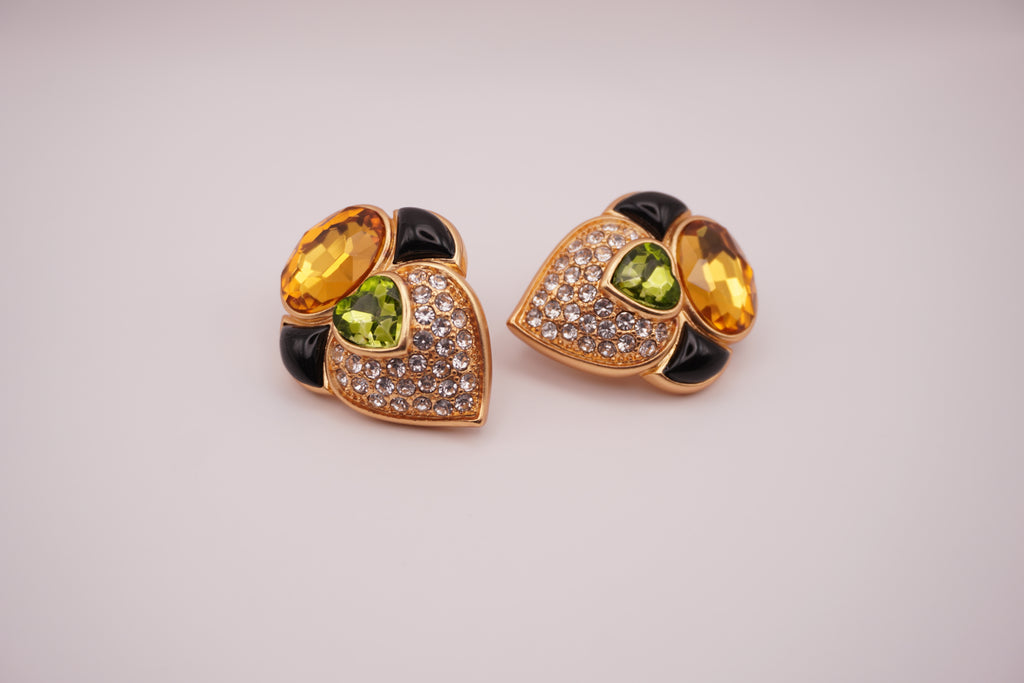 Tri-Color Gem Earrings