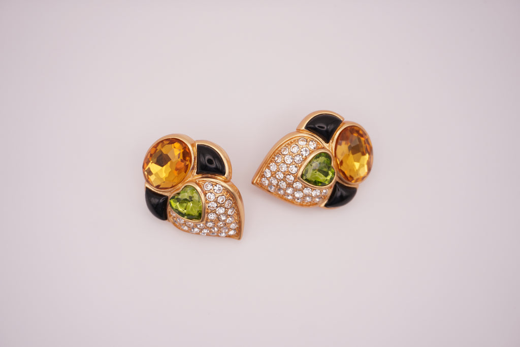 Tri-Color Gem Earrings