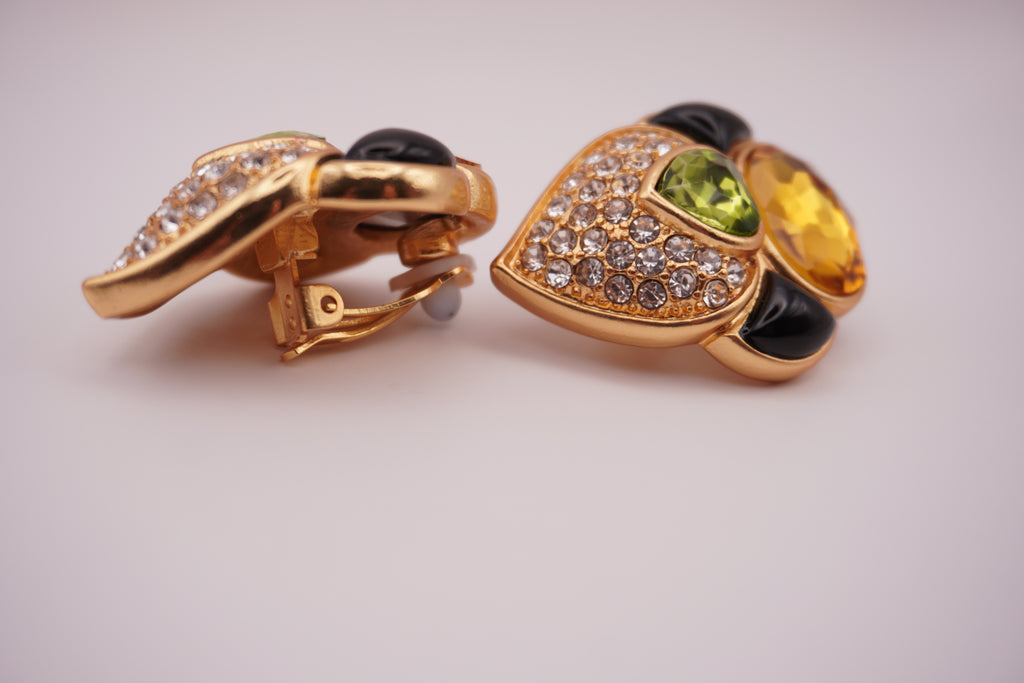 Tri-Color Gem Earrings