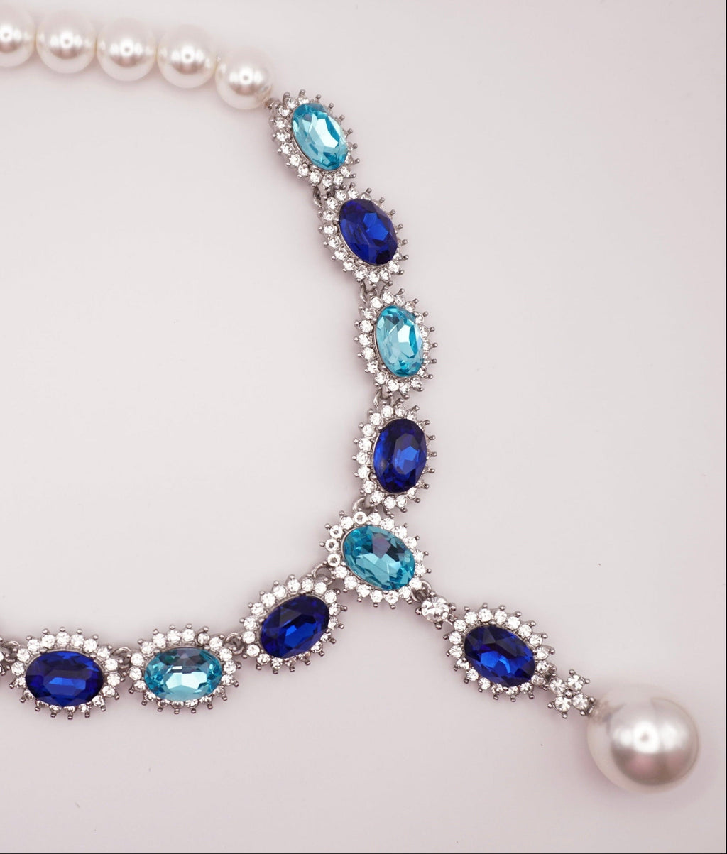 Blue Pearl Drop Necklace