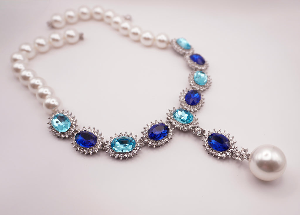 Blue Pearl Drop Necklace