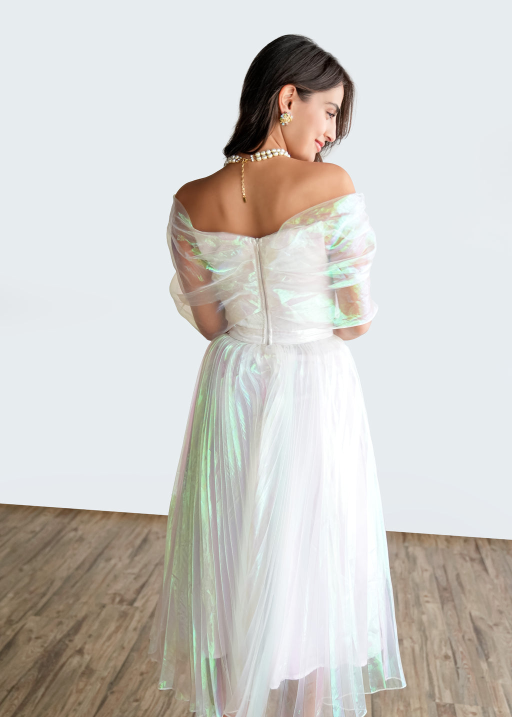 Moonlit Glow Off-Shoulder Dress