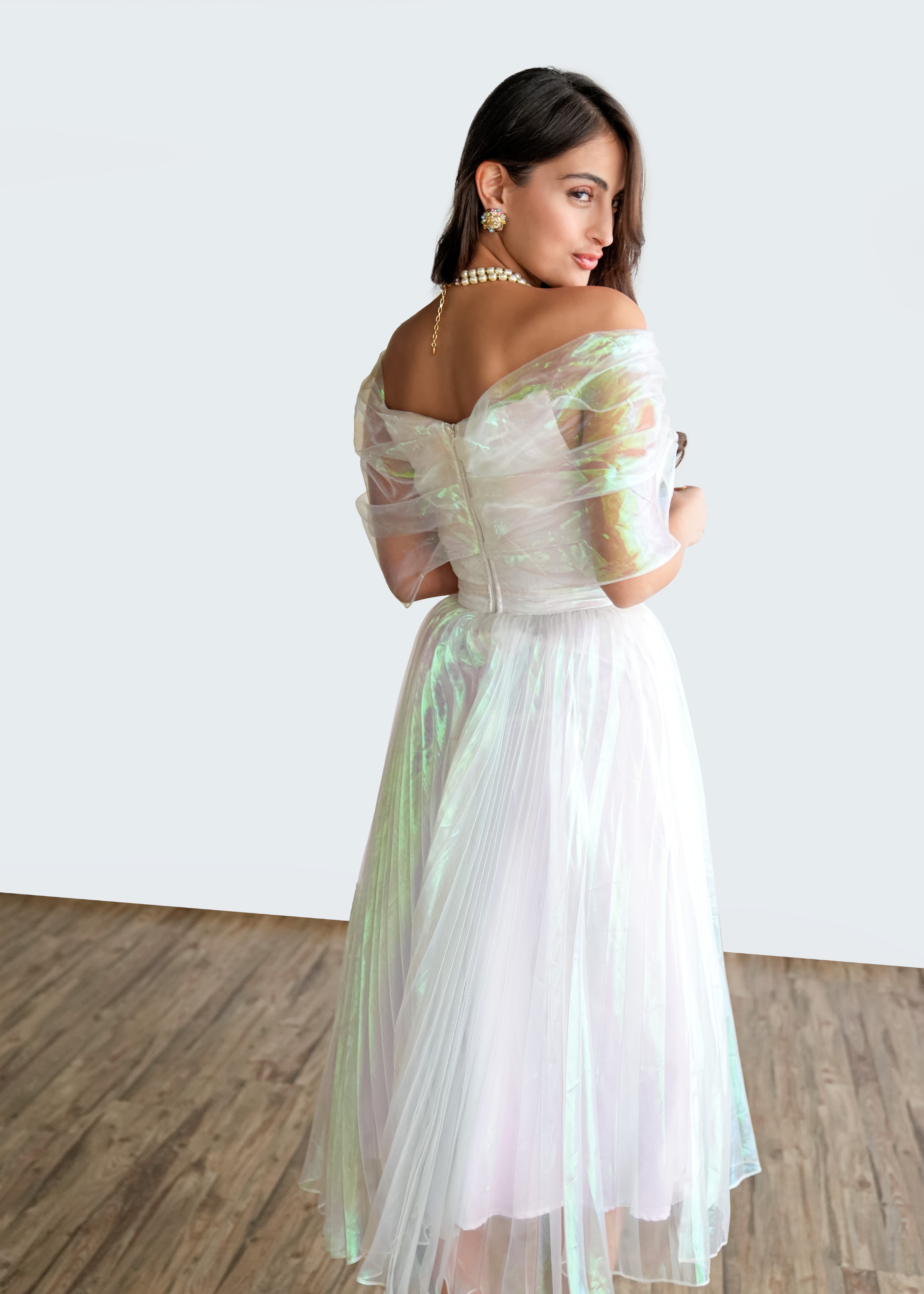 Moonlit Glow Off-Shoulder Dress
