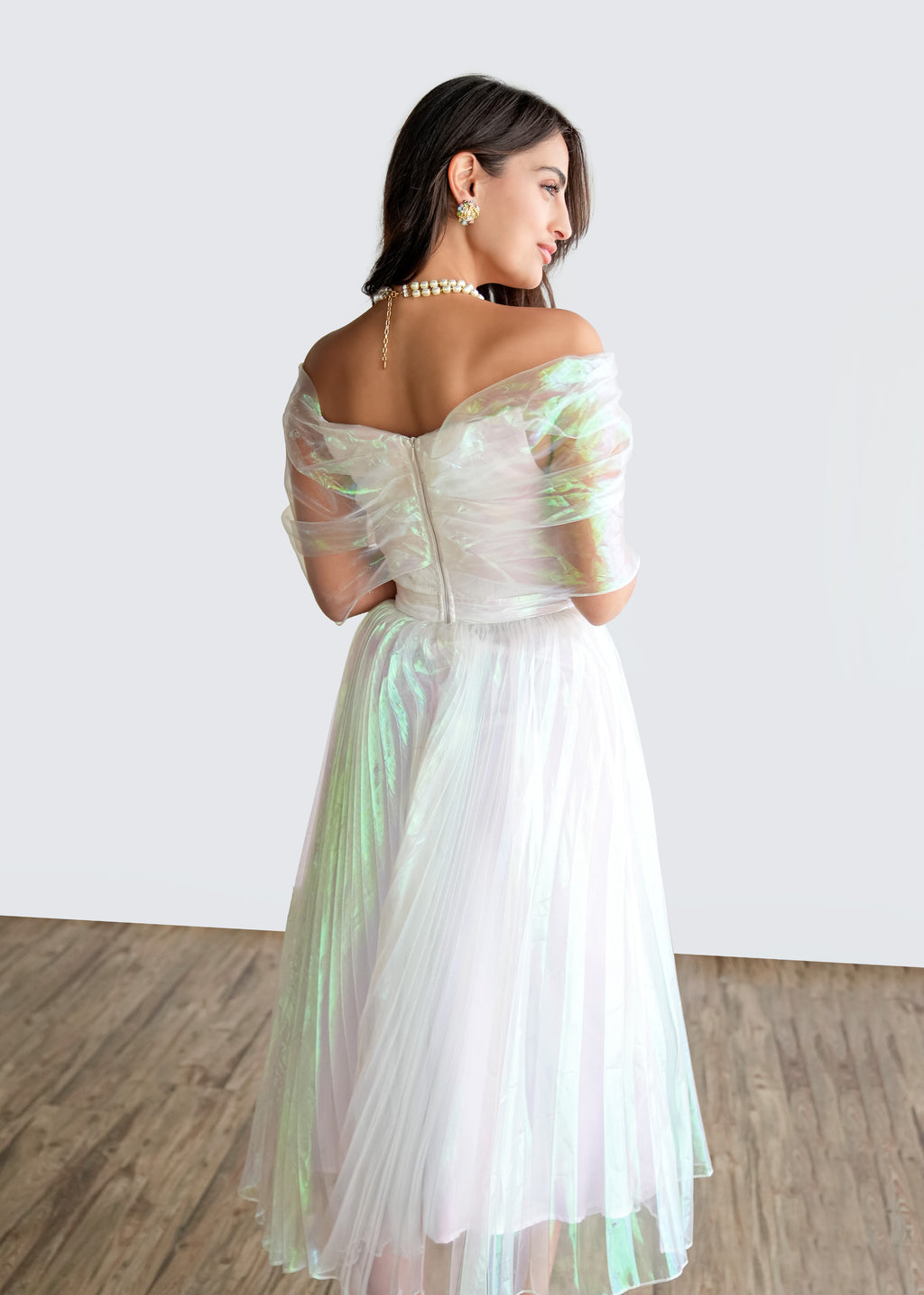 Moonlit Glow Off-Shoulder Dress