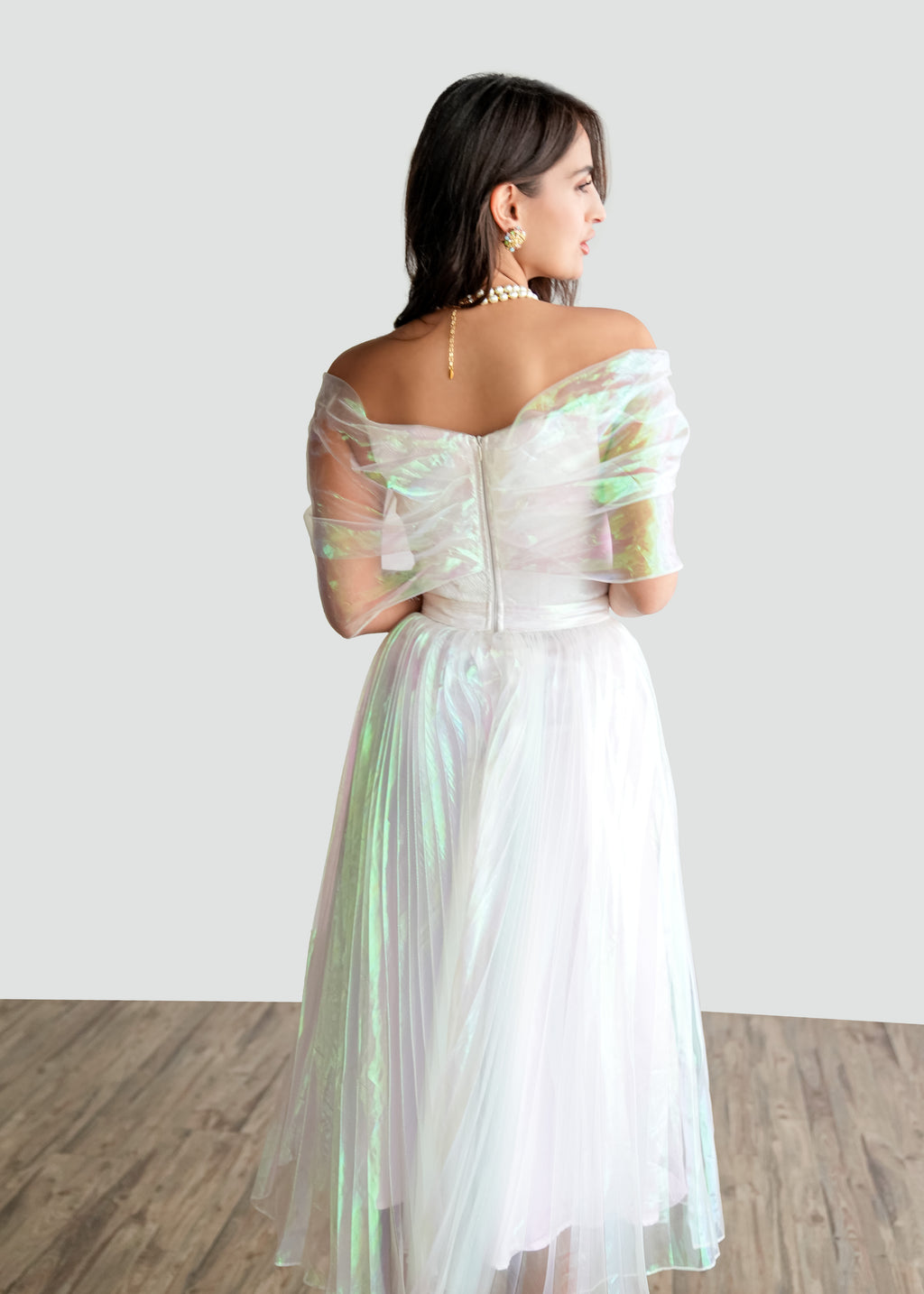 Moonlit Glow Off-Shoulder Dress