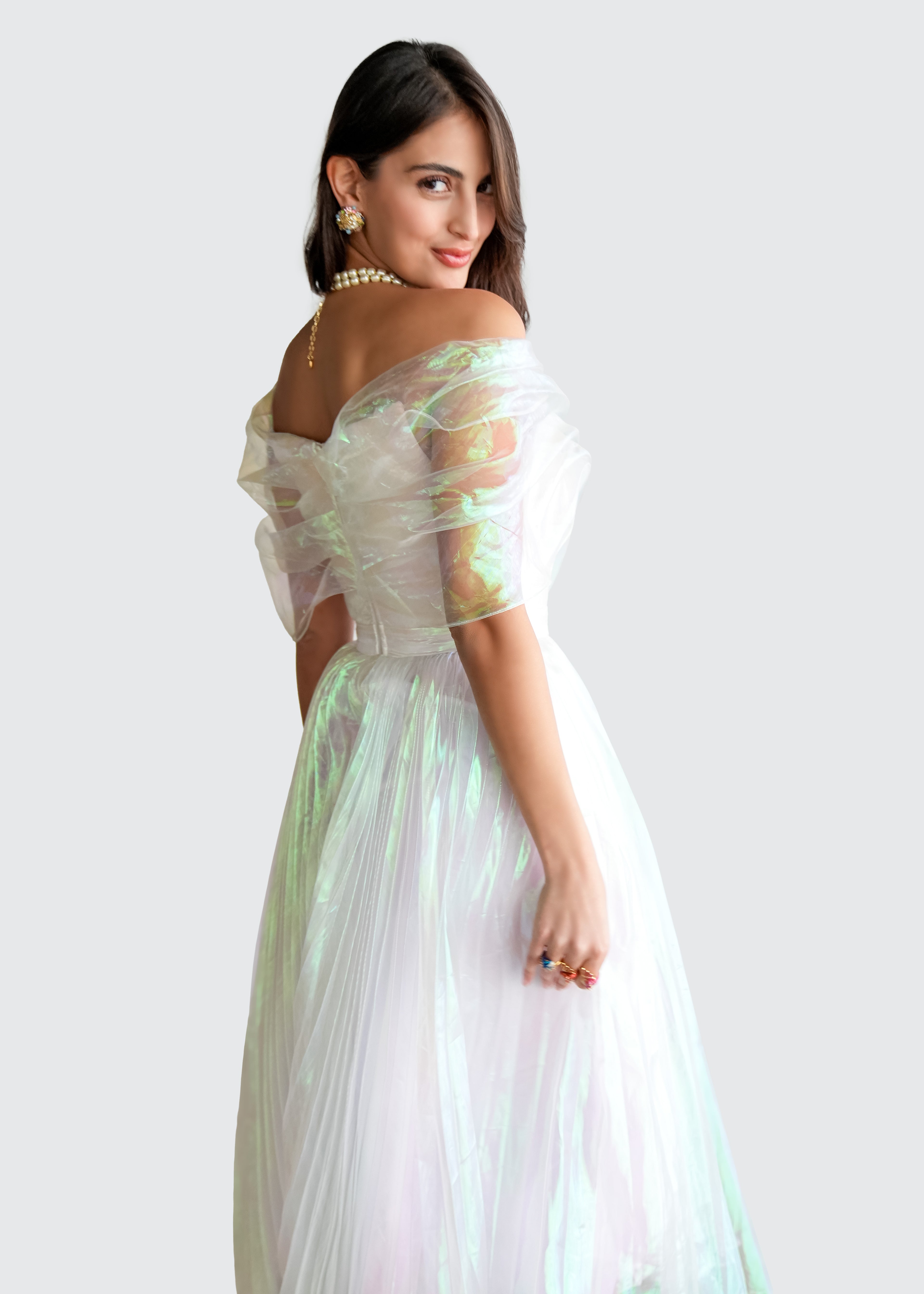 Moonlit Glow Off-Shoulder Dress