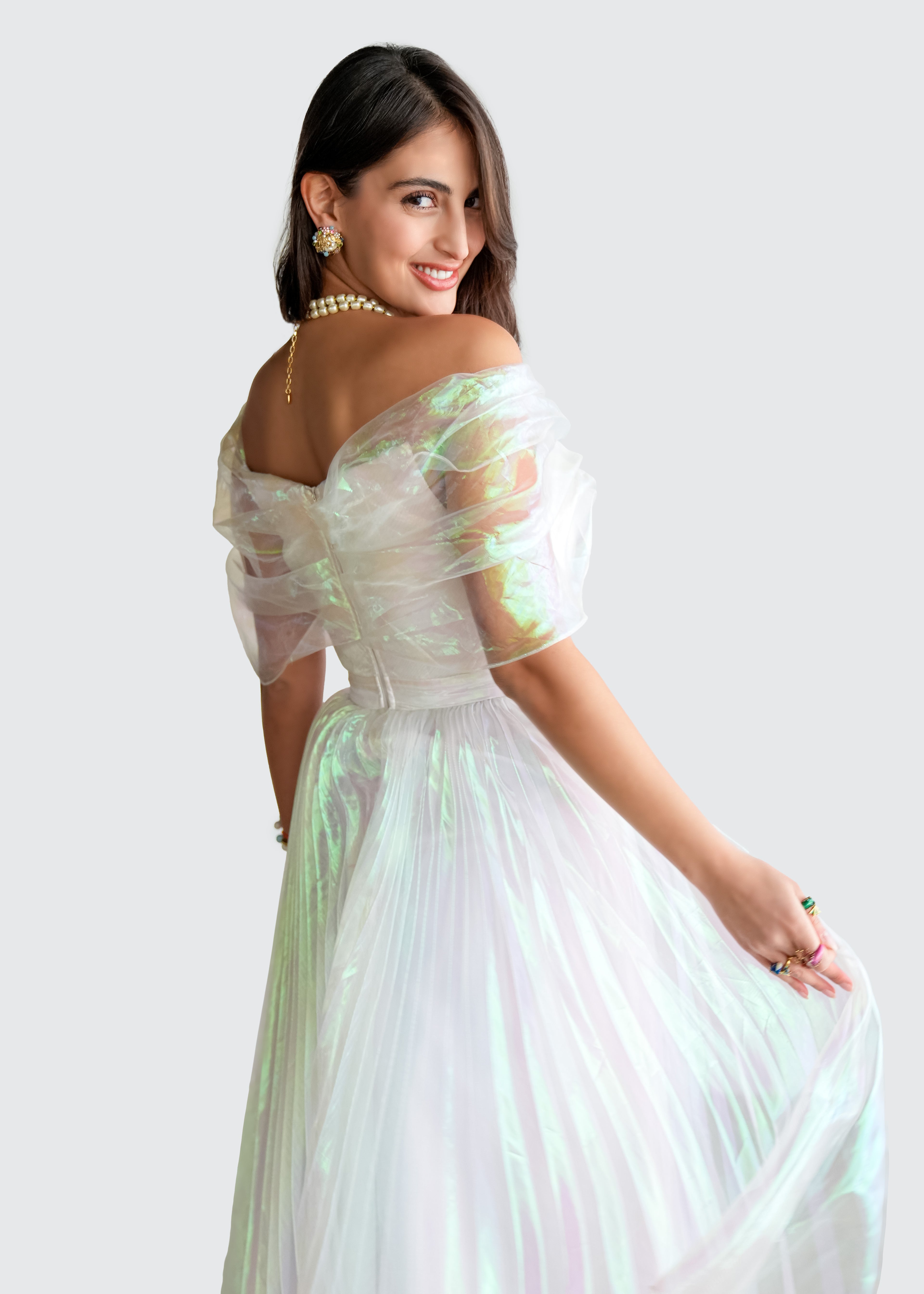 Moonlit Glow Off-Shoulder Dress