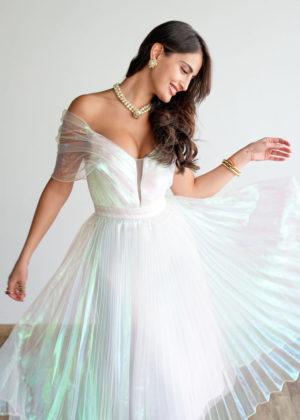 Moonlit Glow Off-Shoulder Dress