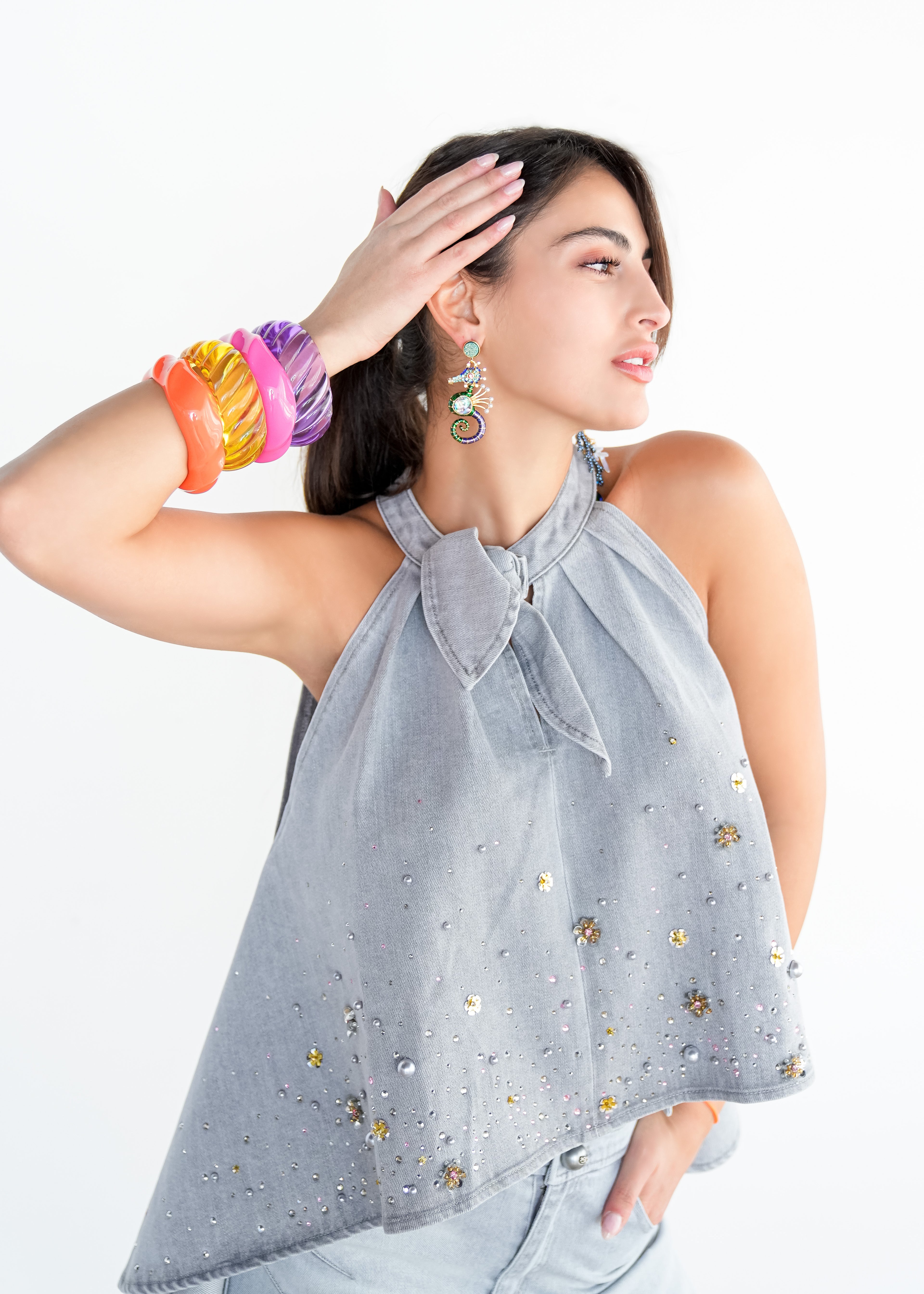 Starry Denim Halter Top