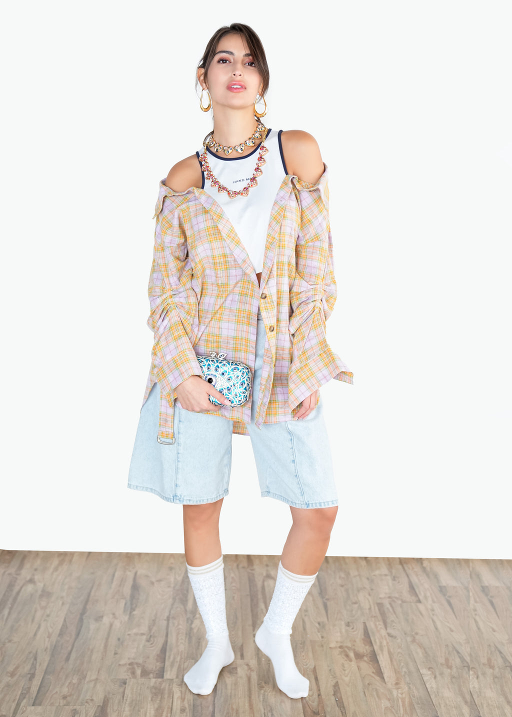 Light-Wash Bermuda Denim Shorts