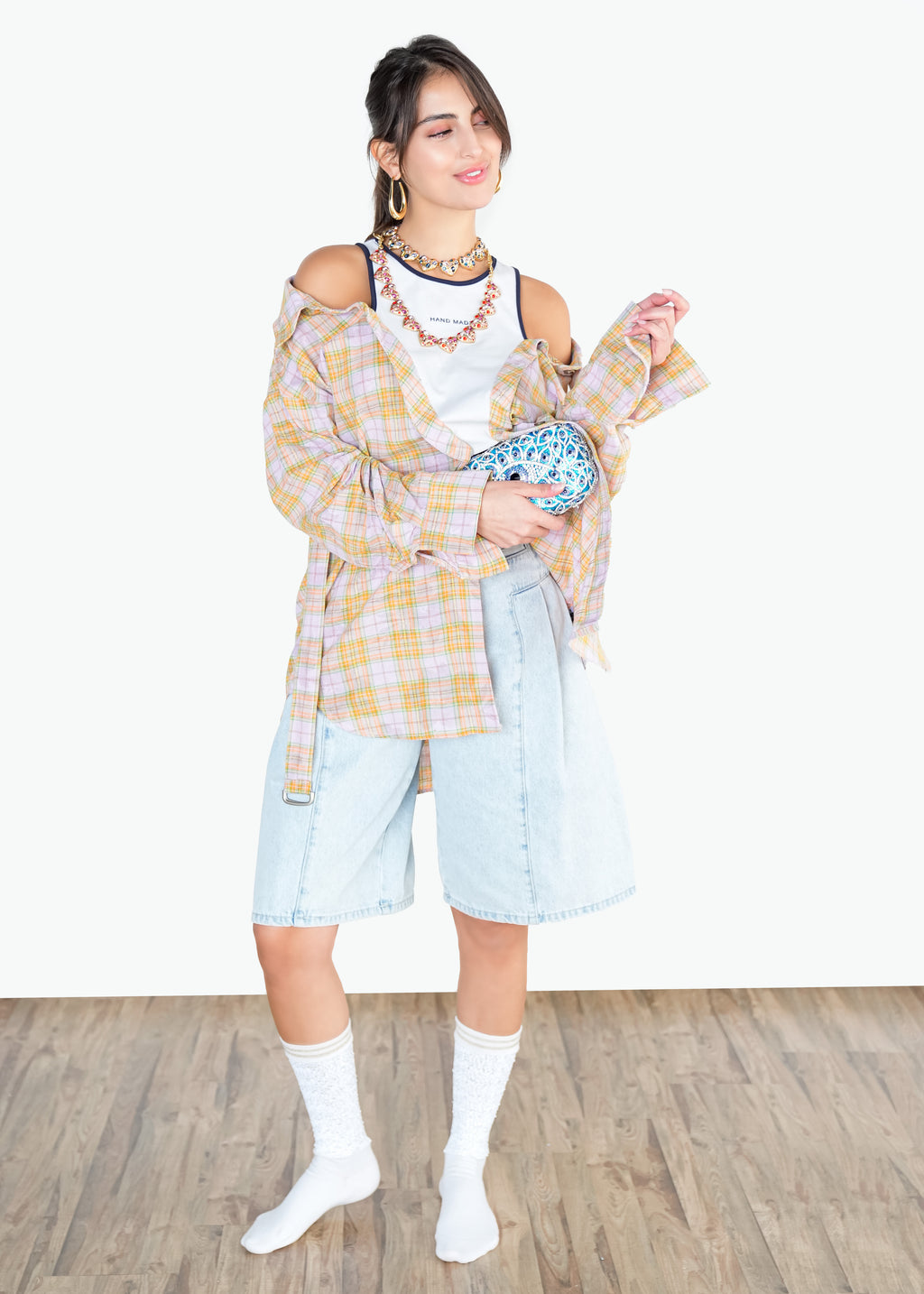 Light-Wash Bermuda Denim Shorts