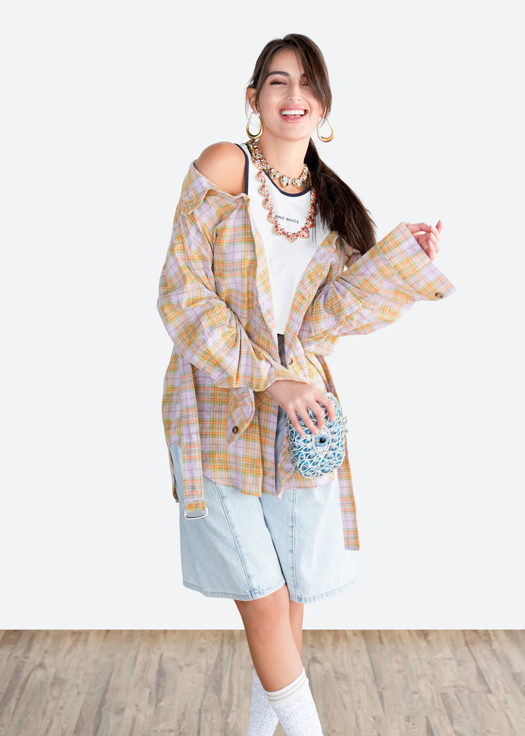 Light-Wash Bermuda Denim Shorts