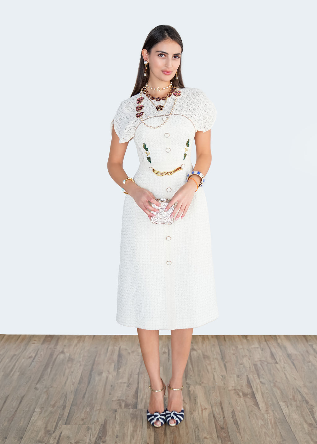 Ivory Button-Down Midi Dress