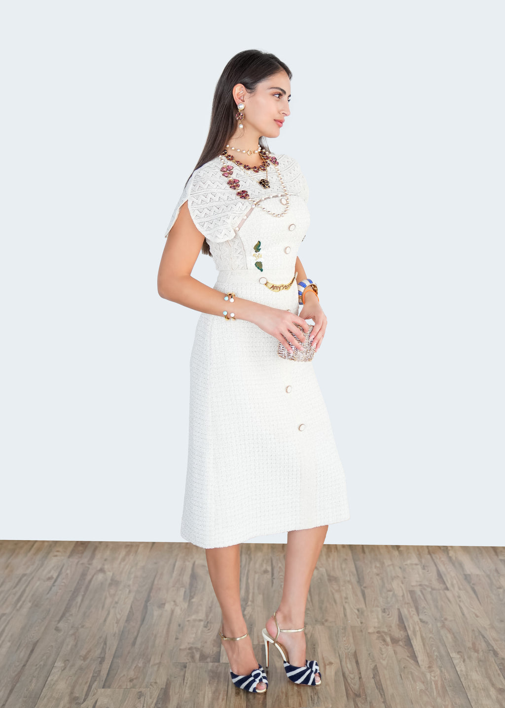 Ivory Button-Down Midi Dress