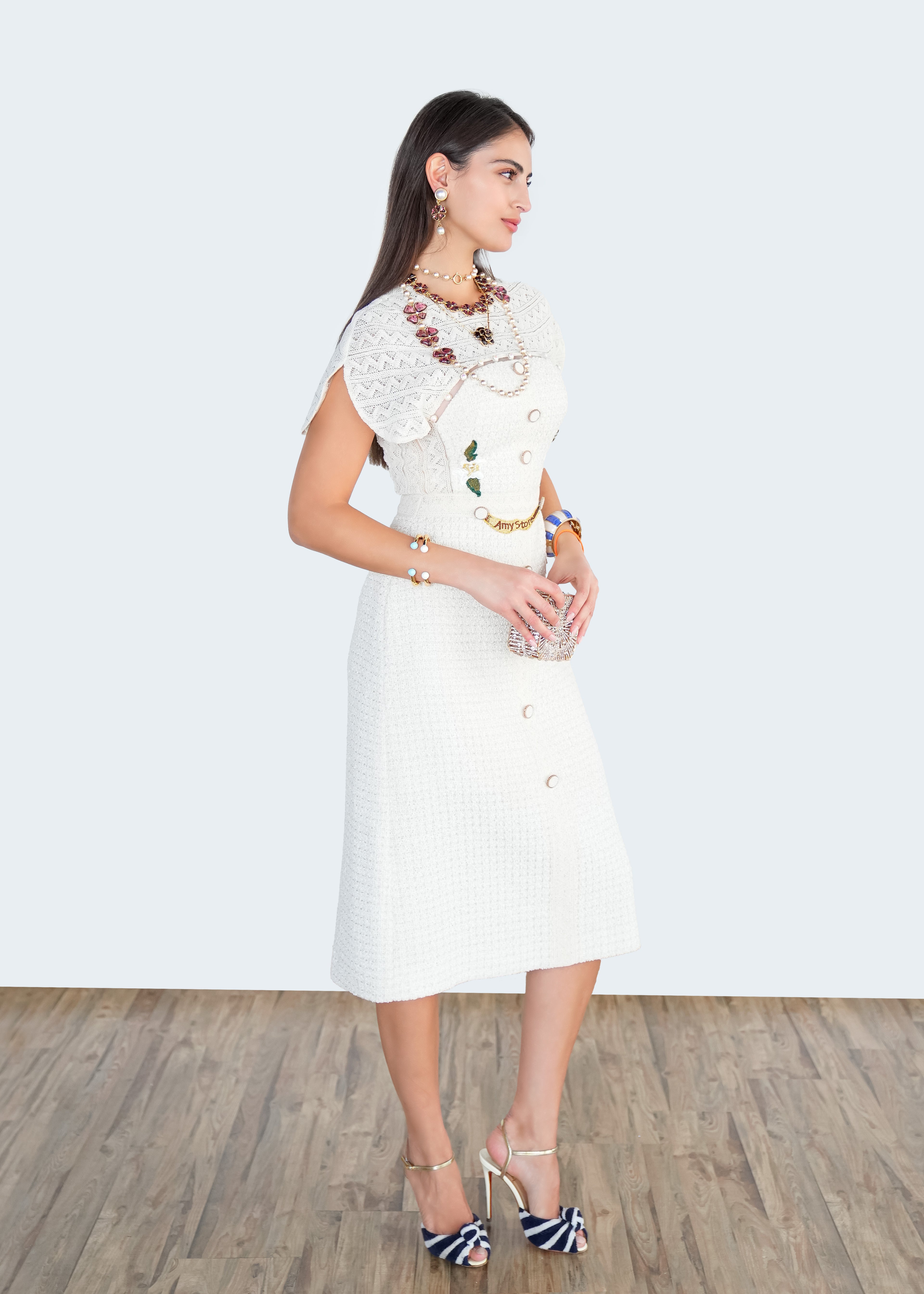 Ivory Button-Down Midi Dress