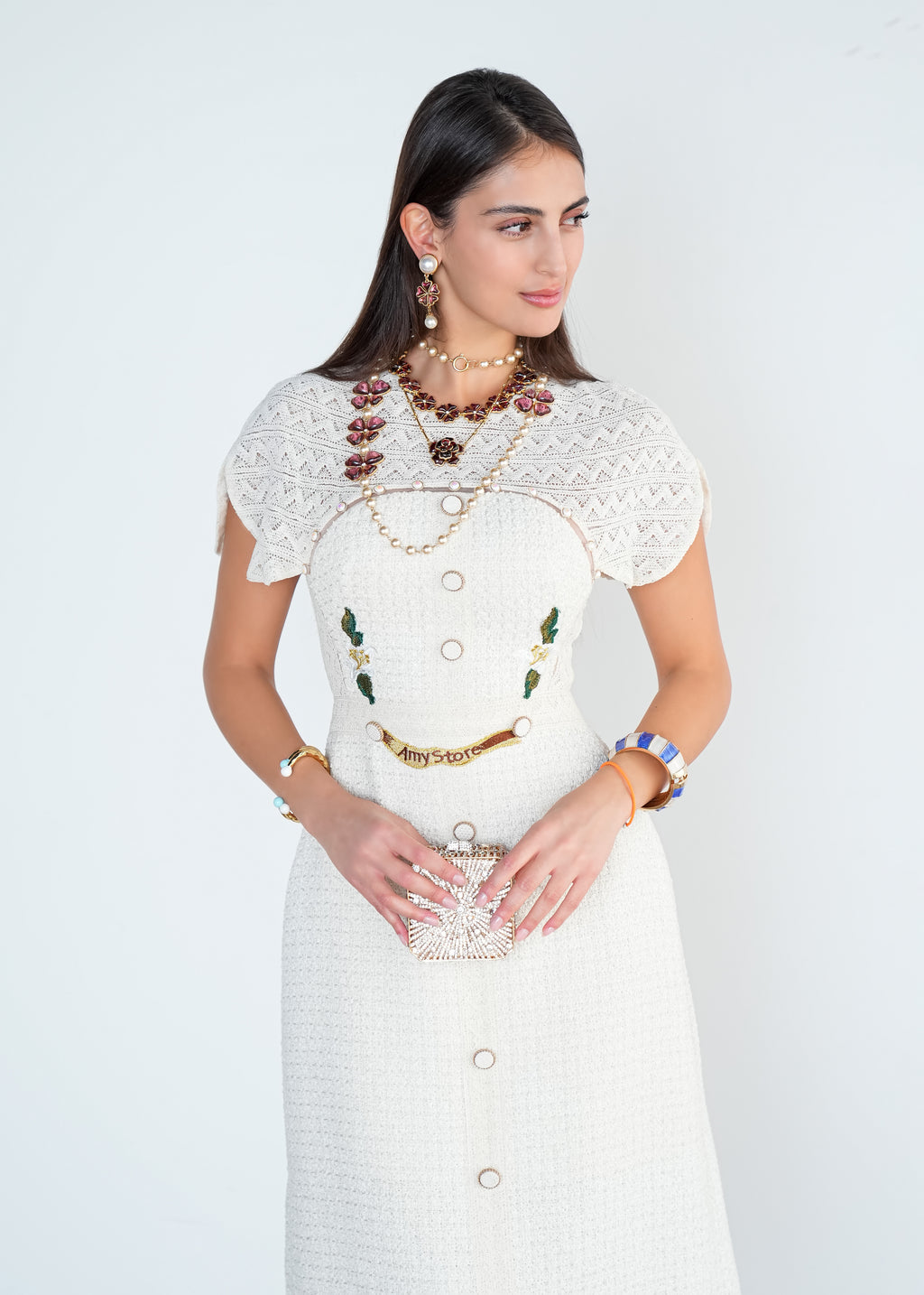 Ivory Button-Down Midi Dress