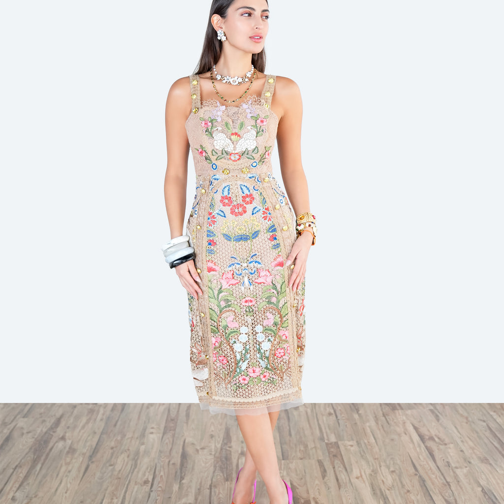 Golden Garden Embroidered Dress