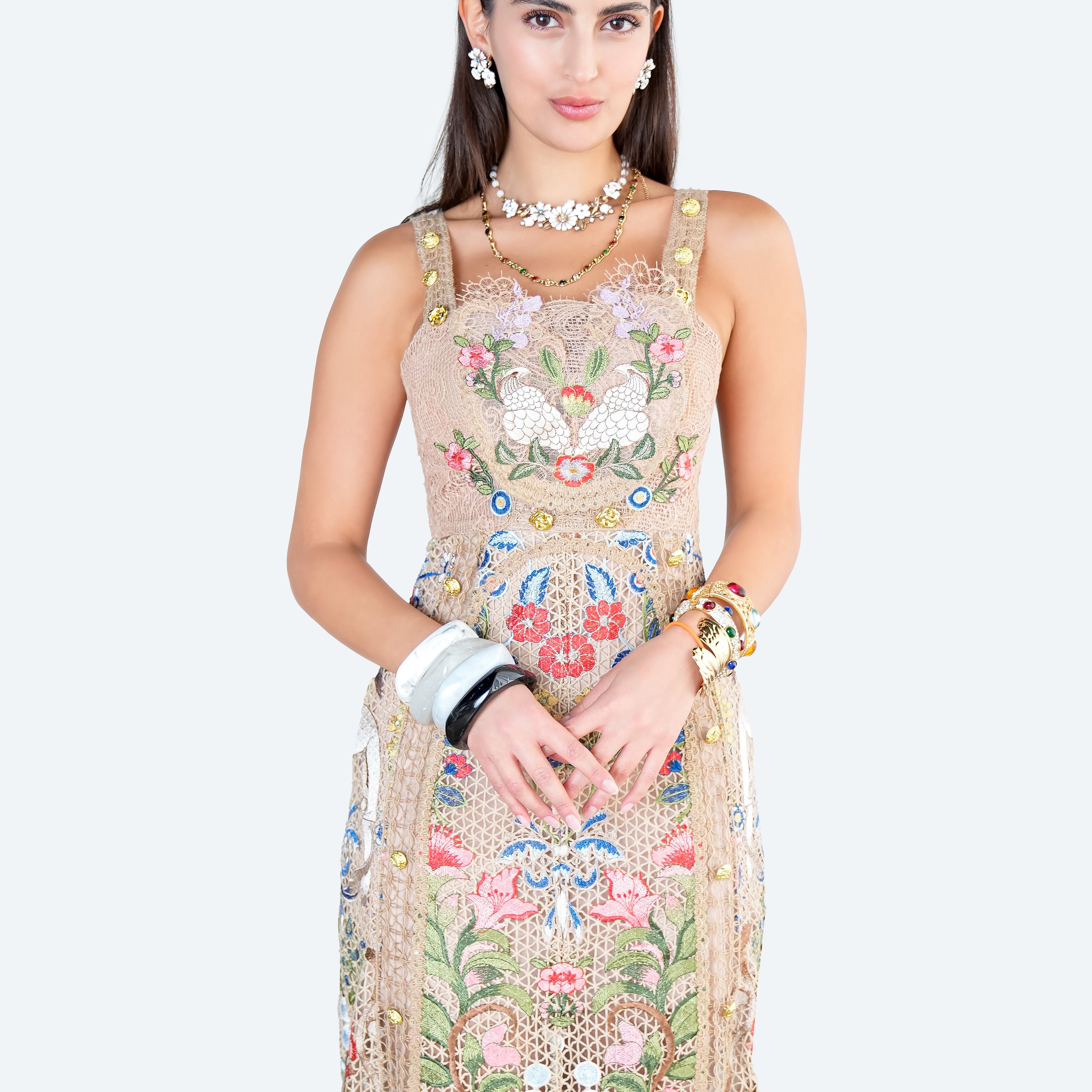 Golden Garden Embroidered Dress
