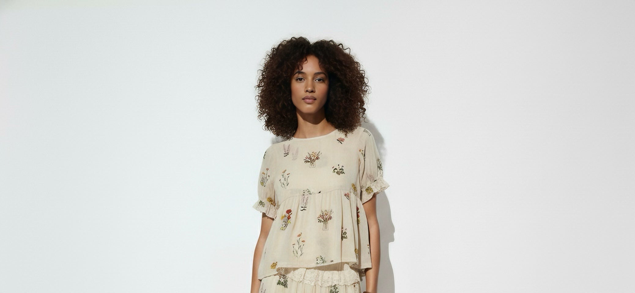 Beige Embroidered Top